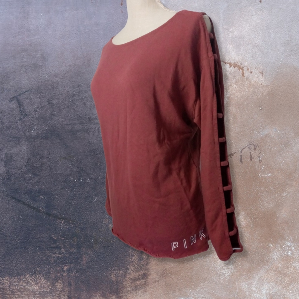 Victoria's Secret PINK Ladder Sleeve Sweatshirt in Mauve Sz Small